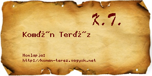 Komán Teréz névjegykártya
